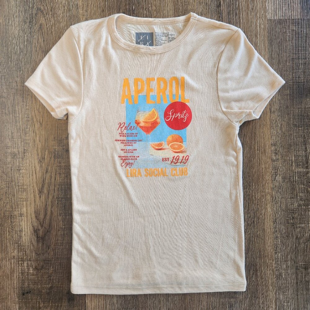 🍊🩵Lira Clothing Aperol Spritz Social Club Logo Tee Graphic T-Shirt -XS
